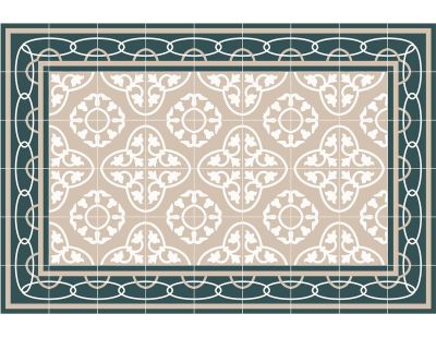 Tapis intérieur carreaux de ciment effet rosaces (90 x 60 cm)