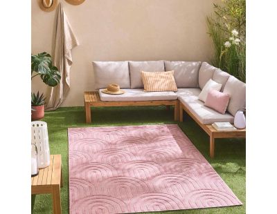 Tapis intérieur extérieur en polypropylène Fira 985 Rose (290 x 200 cm)