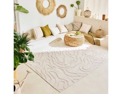 Tapis intérieur extérieur en polypropylène Fira 988 blanc (160 x 120 cm)