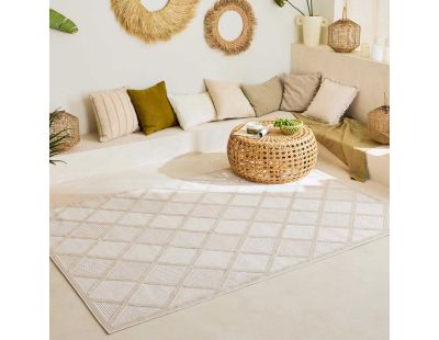Tapis intérieur extérieur en polypropylène Fira 991 blanc (160 x 120 cm)