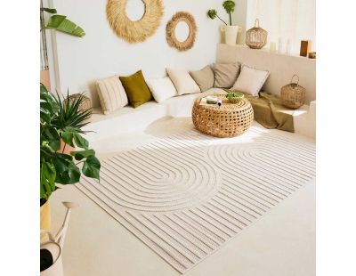 Tapis intérieur extérieur en polypropylène Fira 986 blanc (300 x 80 cm)
