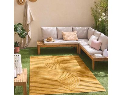 Tapis intérieur extérieur en polypropylène Fira 986 jaune (290 x 200 cm)