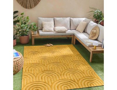 Tapis intérieur extérieur en polypropylène Fira 985 jaune (290 x 200 cm)