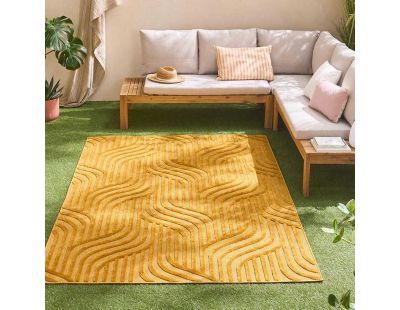 Tapis intérieur extérieur en polypropylène Fira 989 jaune (150 x 80 cm)