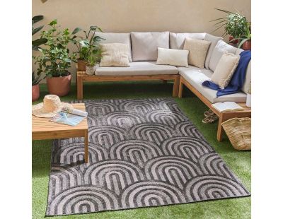 Tapis intérieur extérieur en polypropylène Fira 985 noir (290 x 200 cm)