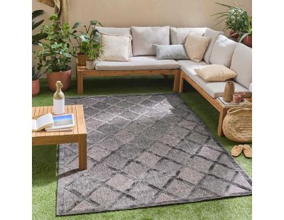 Tapis intérieur extérieur en polypropylène Fira 991 noir (160 x 120 cm)