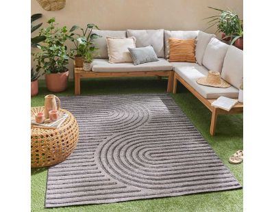 Tapis intérieur extérieur en polypropylène Fira 986 noir (290 x 200 cm)