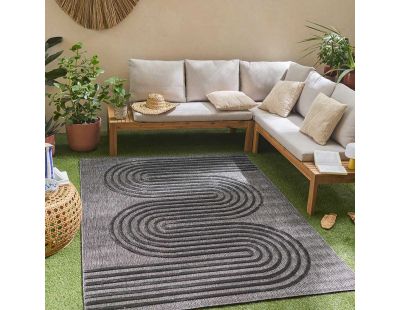 Tapis intérieur extérieur en polypropylène Fira 987 noir (150 x 80 cm)