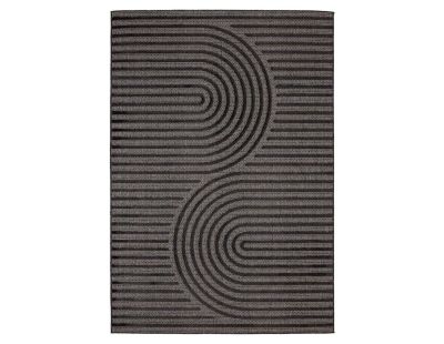 Tapis intérieur extérieur en polypropylène Fira 986 noir (290 x 200 cm)