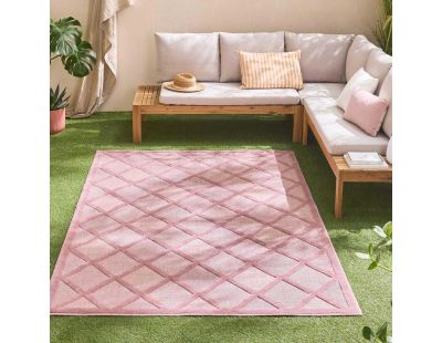 Tapis intérieur extérieur en polypropylène Fira 991 rose (290 x 200 cm)