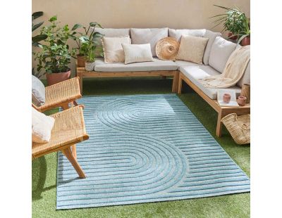 Tapis intérieur extérieur en polypropylène Fira 986 turquoise (290 x 200 cm)