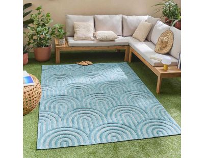 Tapis intérieur extérieur en polypropylène Fira 985 turquoise (290 x 200 cm)