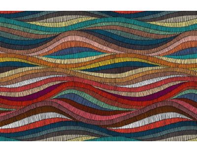 Tapis intérieur extérieur en vinyle Vagues multicolores (90 x 60 cm)