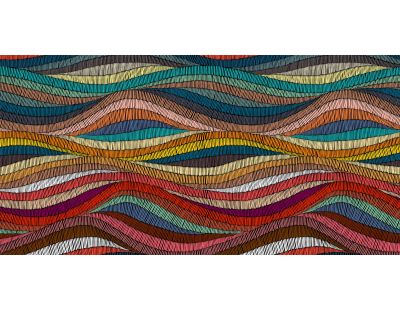 Tapis intérieur extérieur en vinyle Vagues multicolores (140 x 70 cm)