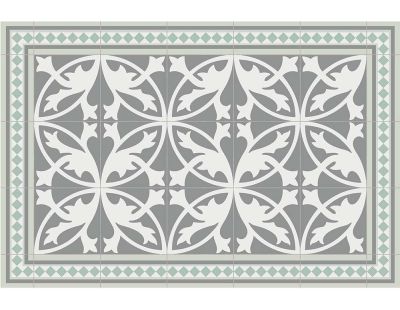 Tapis intérieur extérieur en vinyle carreaux de ciment feuilles (90 x 60 cm)
