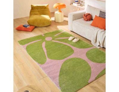 Tapis intérieur à poils longs Swing 385 vert (120 x 160 cm)