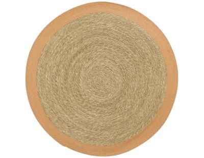 Tapis en jonc naturel bordure coloré (Orange)