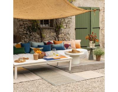 Tapis en jonc de mer et coton carbone Karan
