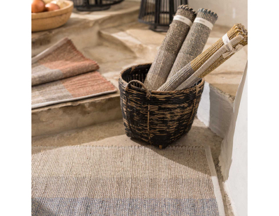 Tapis en jonc de mer et coton myosotis Karan (160 x 230 cm)