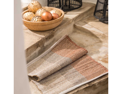 Tapis en jonc de mer et coton  terracotta Karan (120 x 170 cm)