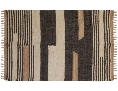 Tapis en jute naturel et coton naturel et teinté Ethnique (Naturel et noir - 120 x 180 cm)
