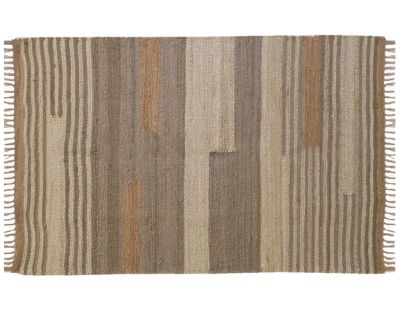 Tapis en jute naturel et coton naturel et teinté Ethnique (Naturel et gris - 160 x 230 cm)