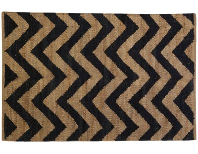 Tapis en jute naturel et noir graphique