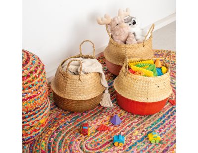 Tapis oval coloré en jute et coton (180 x 120 cm)