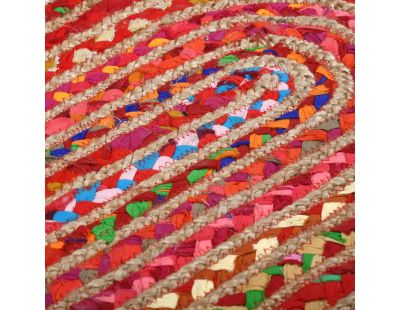 Tapis ovale en jute et coton multicolore (90 x 60 cm)