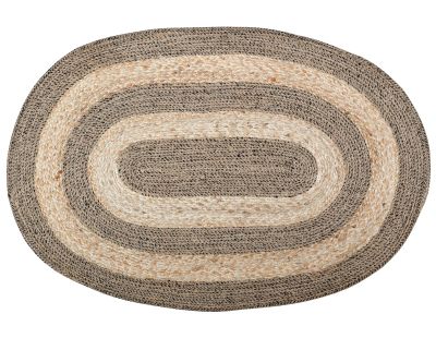 Tapis ovale en jute naturel et noir