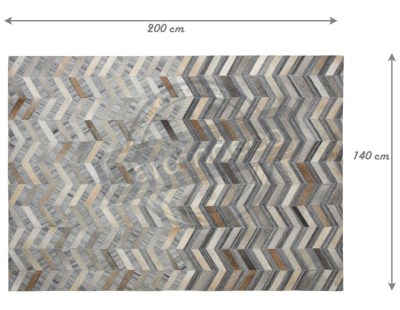 Tapis en peau de vache véritable (Géométrique Gris)