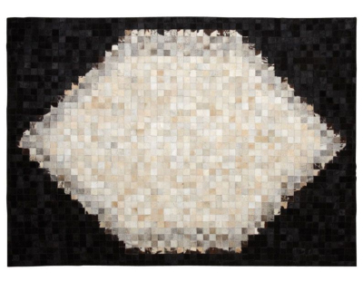 Tapis en peau de vache véritable (Losange Noir et blanc)