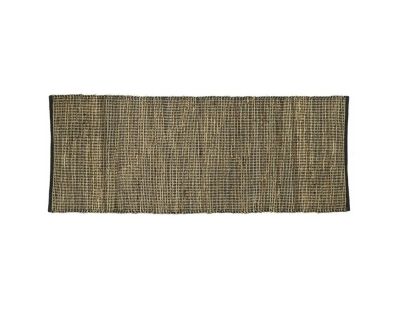 Tapis rectangulaire en jute et coton noir