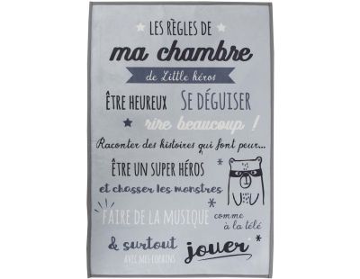 Tapis règles de la chambre enfant 60x90 cm (Little héros - gris)