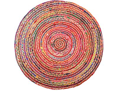 Tapis rond coloré en jute et en coton India Ø 120