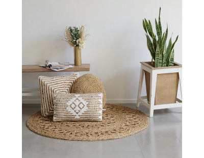Tapis rond en jonc naturel Bohème