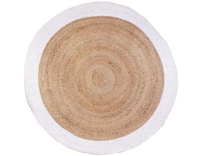 Tapis rond en jute bord coloré 120 cm (Blanc)
