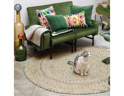 Tapis rond en jute et coton Elliot 160 cm (Fougère)