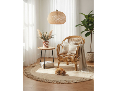 Tapis rond en jute avec franges