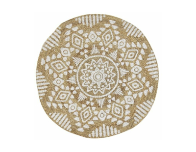 Tapis rond en jute naturelle motif ethique