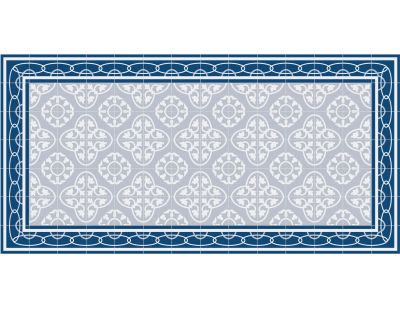Tapis en vinyle effet carreaux de ciment 8 bleu (140 x 70 cm)