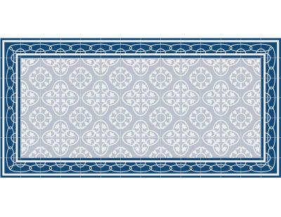 Tapis en vinyle effet carreaux de ciment 8 bleu (140 x 70 cm)