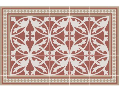 Tapis en vinyle effet carreaux de ciment carreaux 7 rouge (90 x 60 cm)