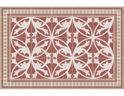 Tapis en vinyle effet carreaux de ciment carreaux 7 rouge (90 x 60 cm)