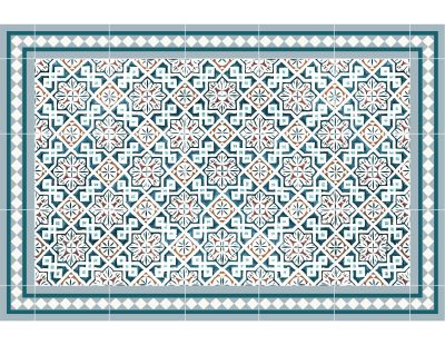 Tapis en vinyle effet carreaux de ciment classic bleu (90 x 60 cm)