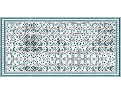 Tapis en vinyle effet carreaux de ciment classic bleu (140 x 70 cm)