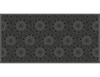 Tapis en vinyle fleurs mandala noir (140 x 70 cm)
