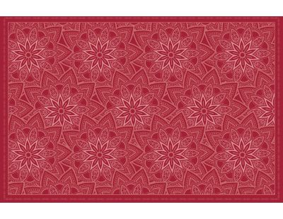 Tapis en vinyle fleurs mandala rouge (90 x 60 cm)
