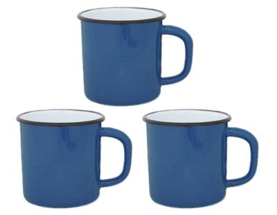 Tasses en émail coloré Classic (Lot de 3) (Bleu)