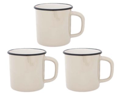 Tasses en émail coloré Classic (Lot de 3) (Crème)